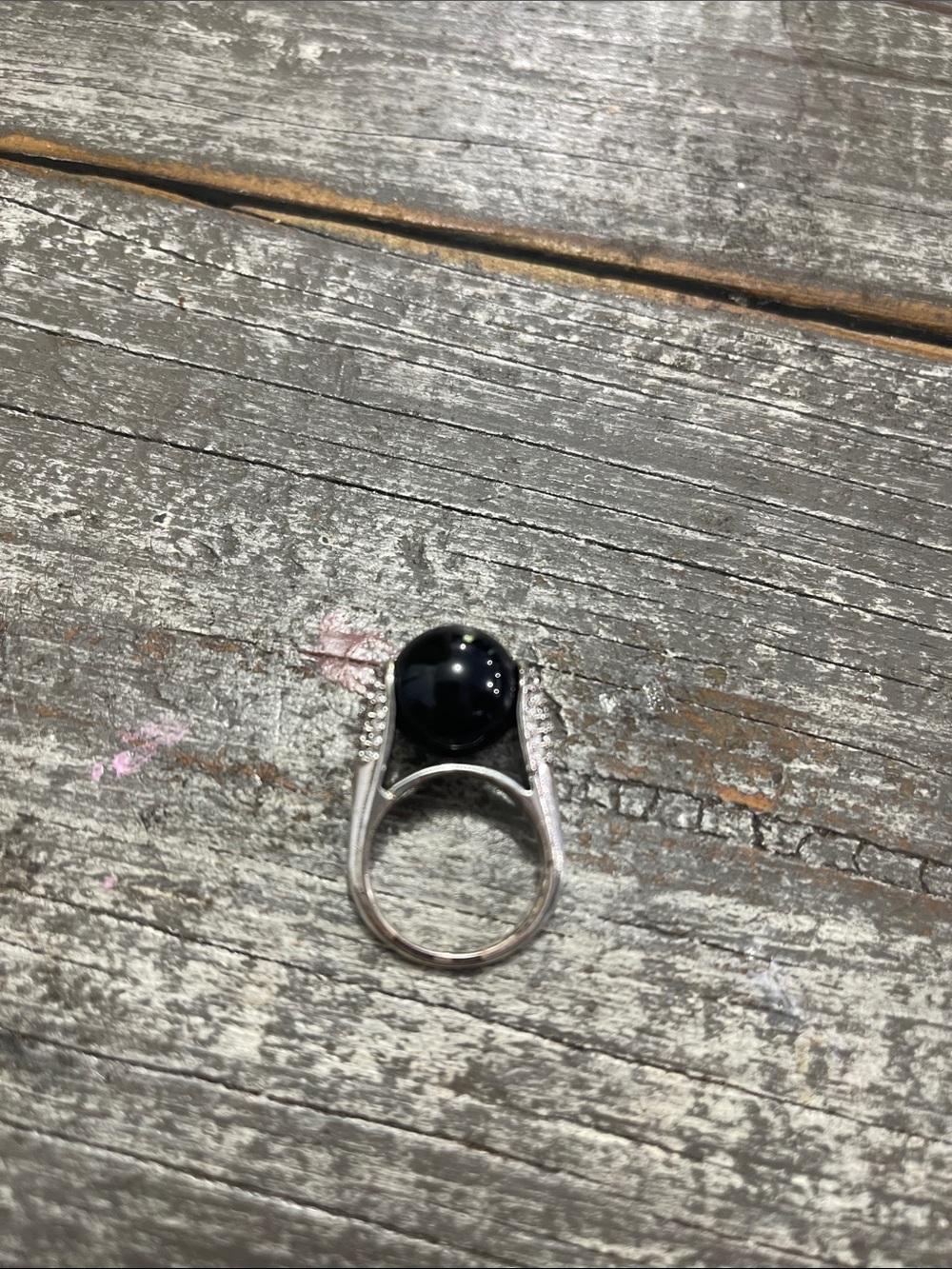 Black Onyx Dome Ring with Sparkling Accents - Women Jewelry - Picture 5 of 5